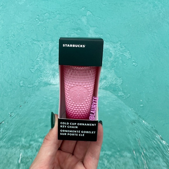Starbucks 2022 Holiday Waxberry Blush Pink Ombre Studded Venti Tumbler Keychain - Picture 4 of 5